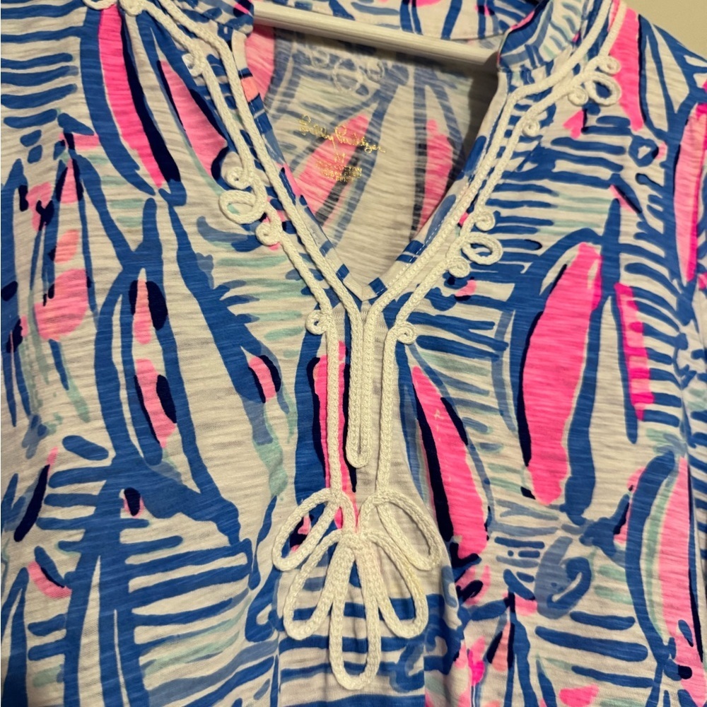 Lilly Pulitzer Blue and Pink Cotton Top - Picture 6 of 11